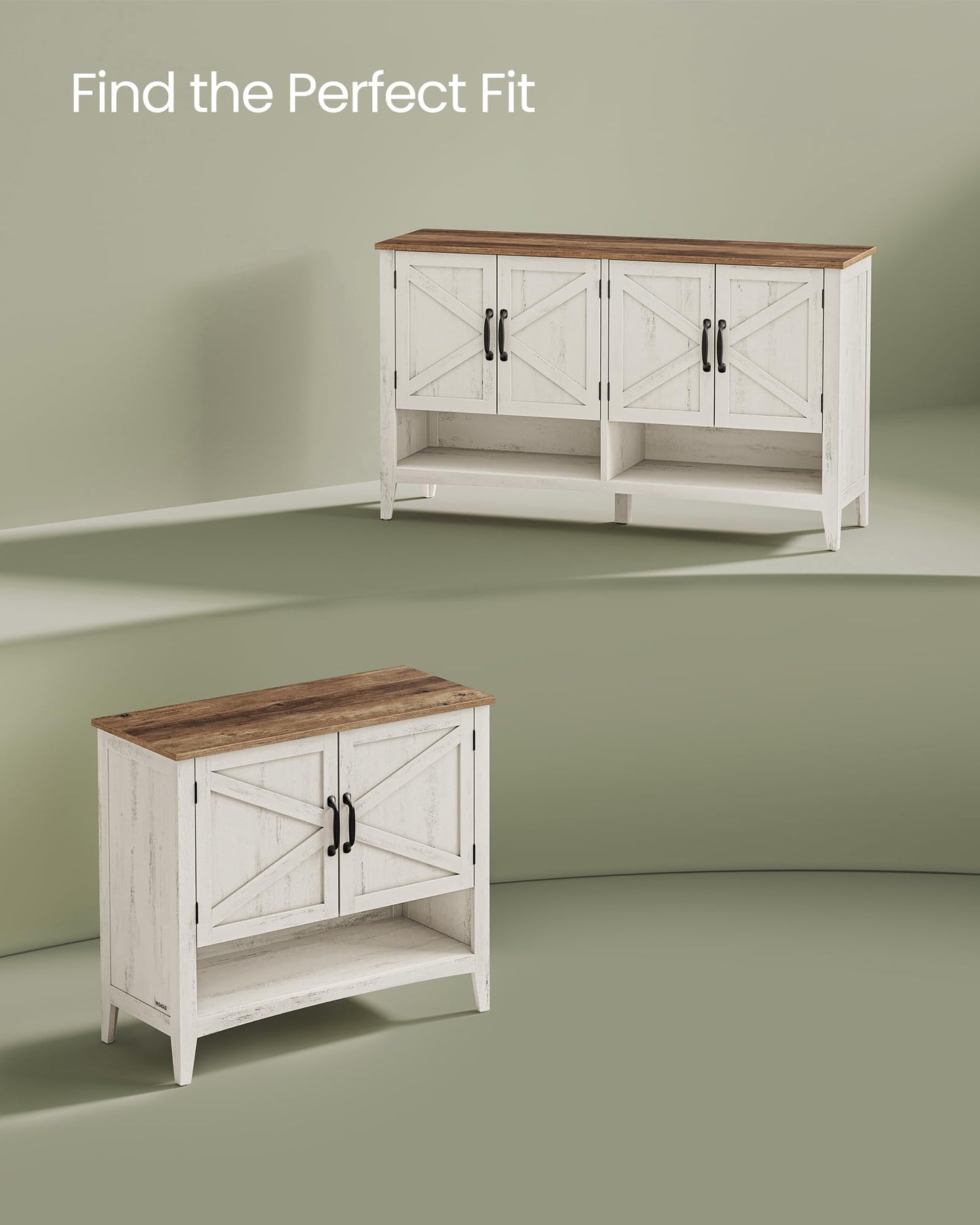 VASAGLE Shoe Cabinet, 3-Tier Shoe Storage Organizer, Farmhouse Freestanding Cabinet with Height-Adjustable Shelf, 13.8 x 47.2 x 27.6 Inches, Entryway, Rustic White ULBC039W01