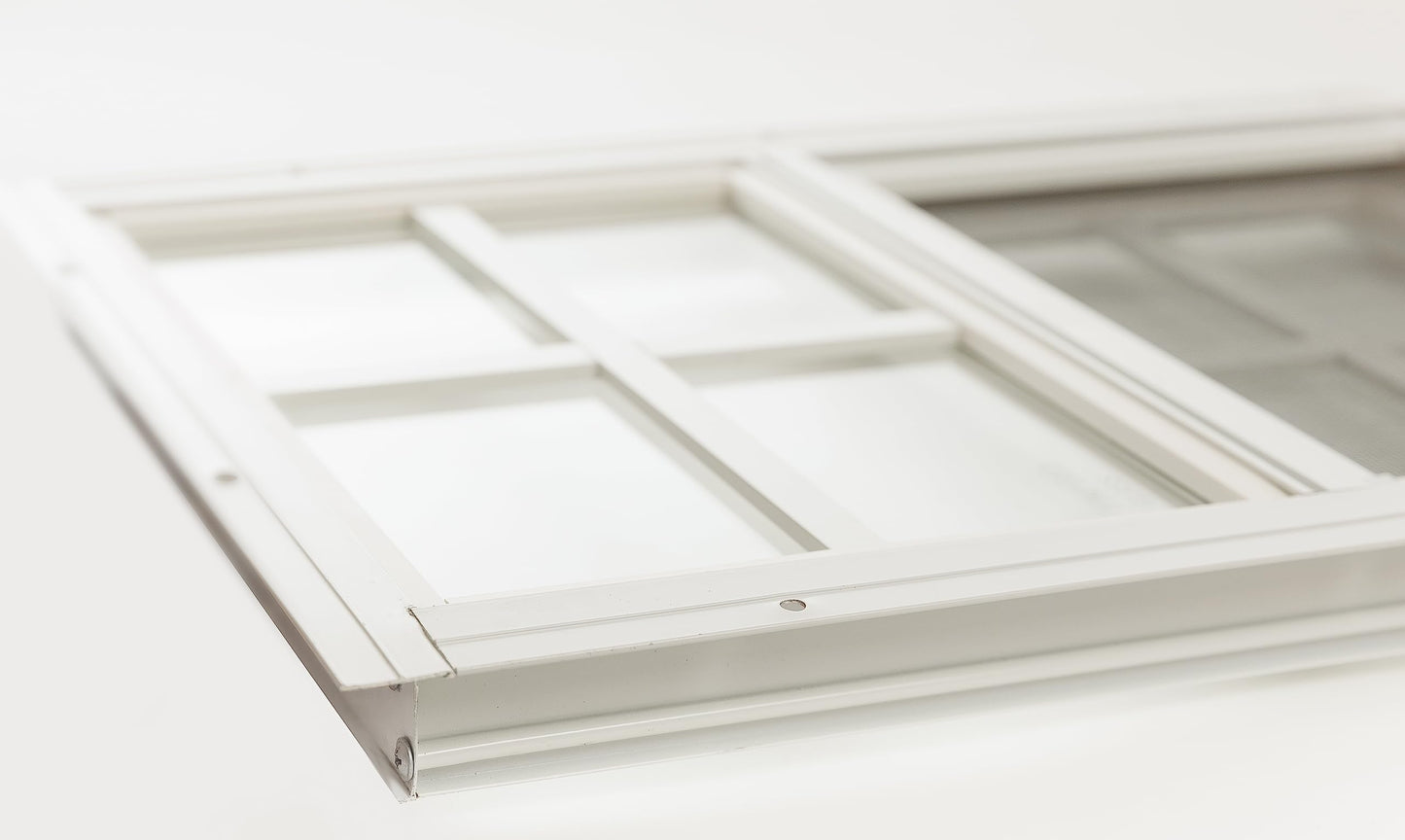 Shed Windows 24x27 (1-Pack) | Sliding Windows with Tempered Glass & Screens | Flush Mount, White Aluminum Frames for Sheds, Chicken Coops & Playhouses