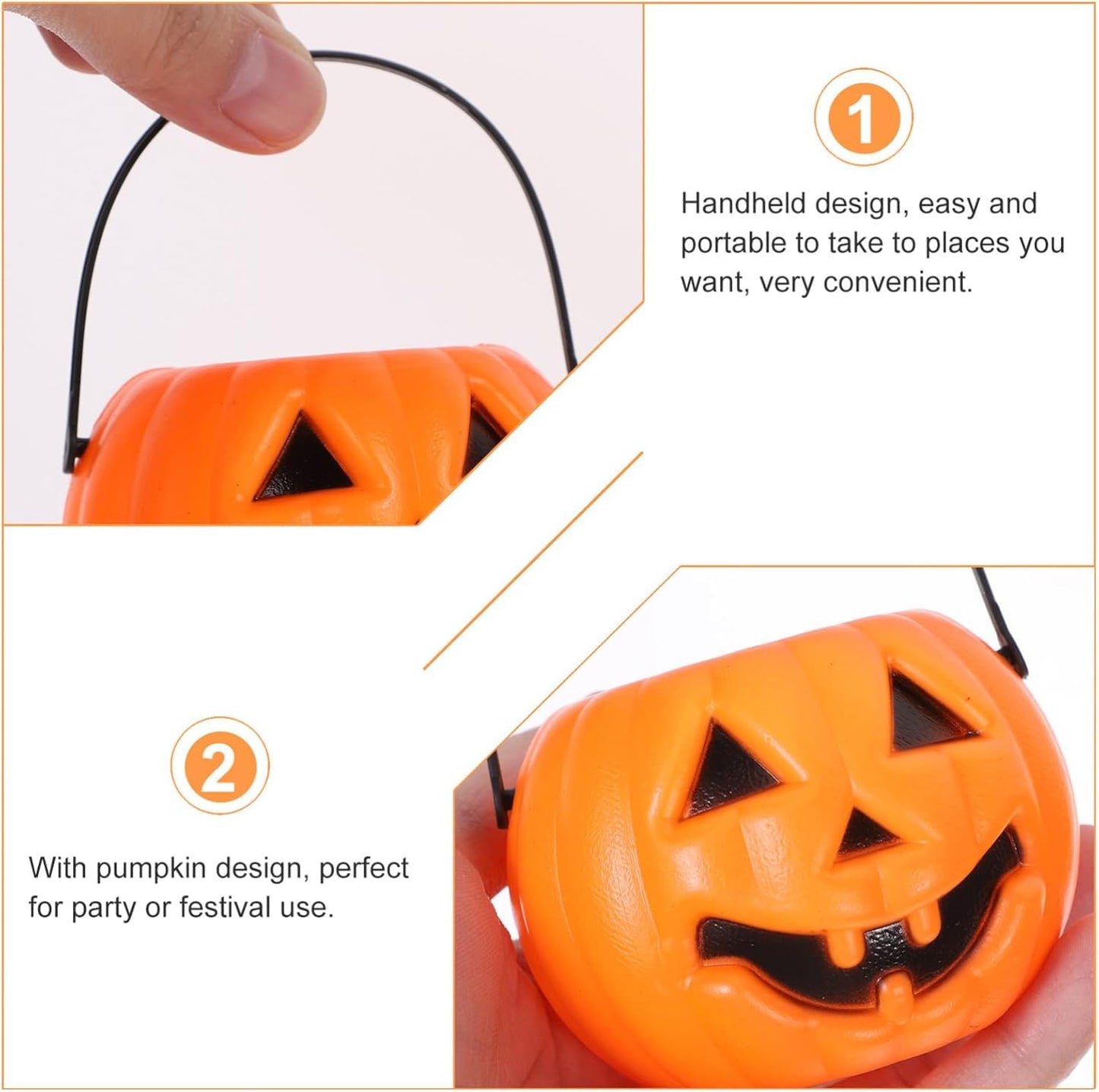 Ciieeo 20PCS Small Halloween Pumpkin Bucket 7CM Mini Plastic Portable Trick or Treat Pumpkin Candy Buckets Bulk for Halloween Party Decoration Supplies