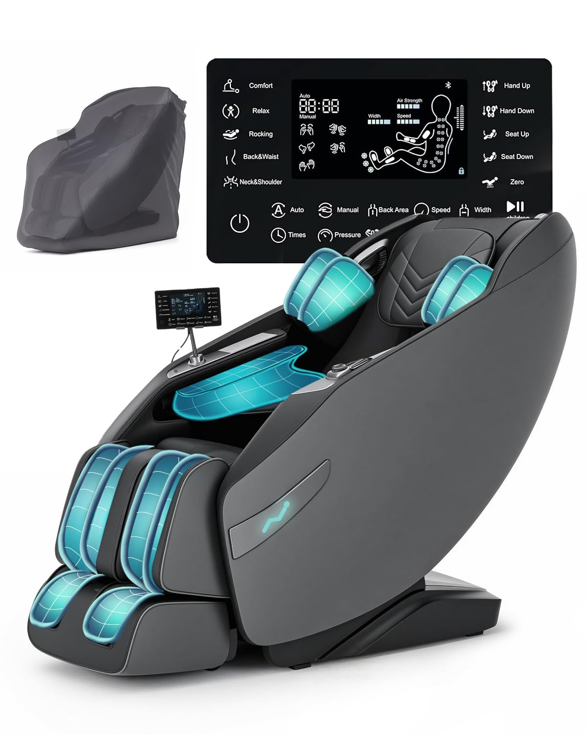 RelaxRelife 3D Zero Gravity Full Body Massage Chair with Heat, 55" SL-Track, 28 Airbags & 12 Auto Programs, Shiatsu Foot Roller, Black