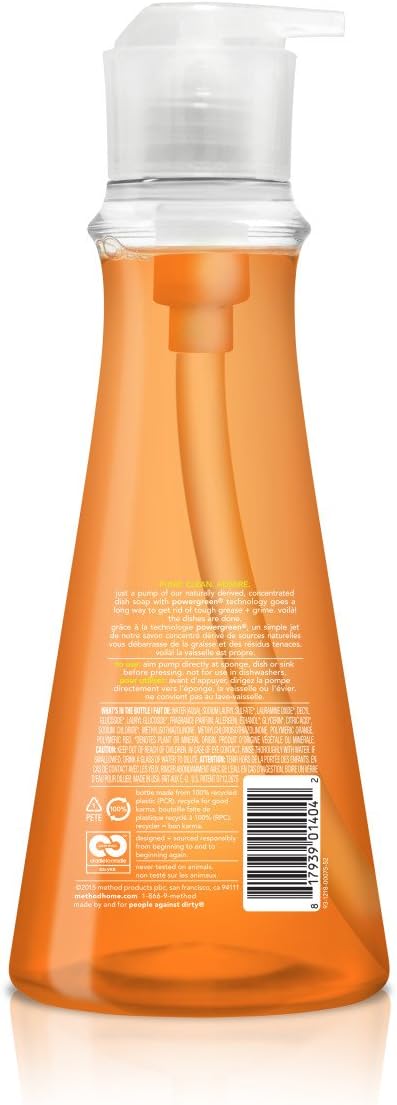 Method Dish Soap, Clementine, 18 Fl. Oz (Pack of 6)
