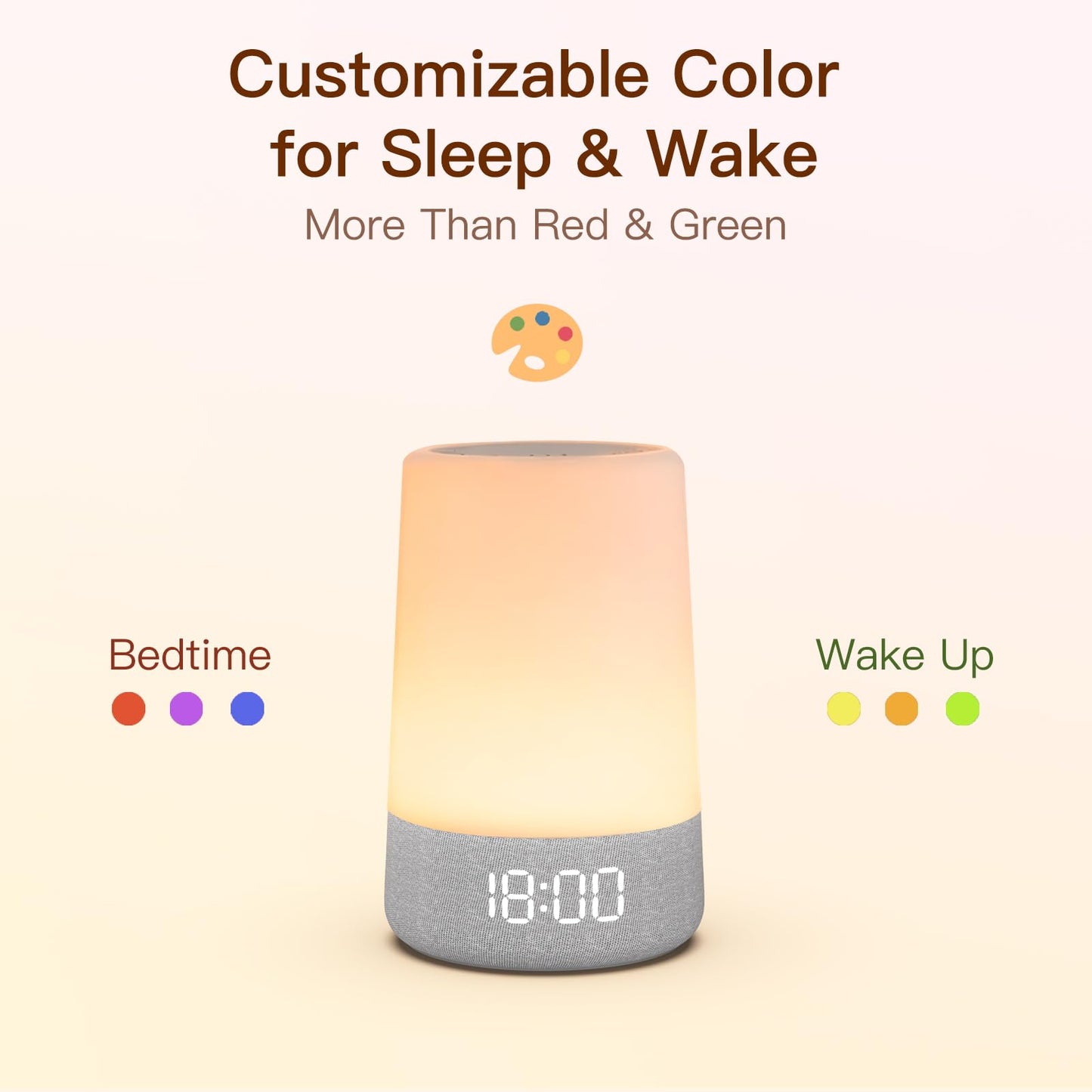 REACHER Sleep Trainer Alarm Clock for Kids, Night Light, White Noise Machine and OK to Wake Clock for Toddlers at Home or Travel, App-Free, Rechargeable