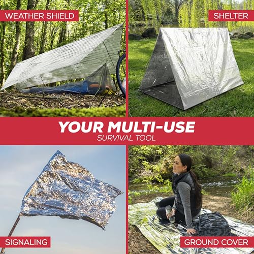 Mart Cobra Emergency Blanket 100-Pack | Reflective Thermal Blanket | Survival Gear | Lightweight Mylar Blankets | Retains ...