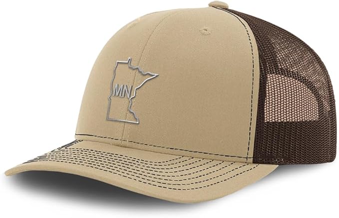 Richardson Mesh Cap Hat Embroidered Minnesota State Map Mn Embroidery Trucker Hats for Men & Women