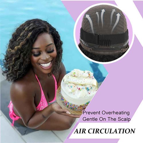 1B/30 Curly Bob Wig Human Hair 12 Inch Side Part Short Ombre Curly Wigs for Black Women Water Wave Lace Front Wigs Human Hair Glueless Wear and Go PrePlucked Pre Cut 4x4 HD Lace Closure Wig for Summer