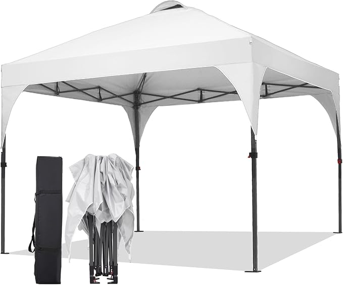 Oneofics Pop Up Canopy, 10x10 FT Instant Outdoor Canopy Tent with Carrying Bag, 3 Adjustable Heights - Portable for Outdoo...