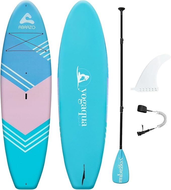 Abrazo YOGAqua 10'6" x 34" x 5" Rigid Stand Up Paddle Board, Extra Wide Hardboard Designed by Yoga Guru, Versatile Yoga SU...