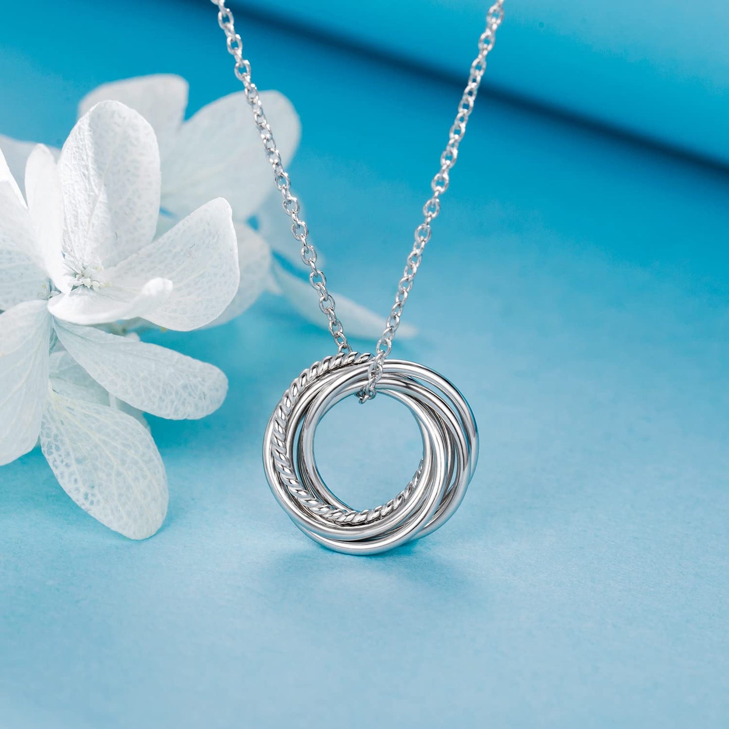 Annamate 60th Birthday Gifts for Women 925 Sterling Silver 6 Circles Necklace For Her Six Decade Jewelry 60 Years Old Birthday Gifts