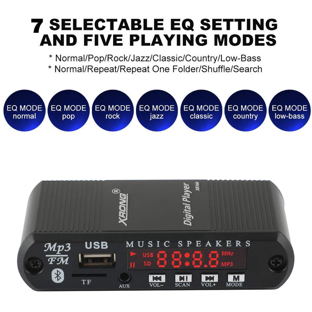 Bluetooth Audio Receiver Fm Radio,Mp3 Digital Player,Led 4-Digital Display,Sd Card/Usb Playback 3.5Mm Audio Output(Black)