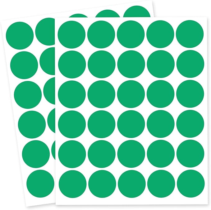 1 Inch Round Label Removable Color Code Dot Stickers,Garage Sale Sticker Price Tags Blank Yard Sale Circle Dot Stickers Writable Not Blurry (1050 Pack,Green)