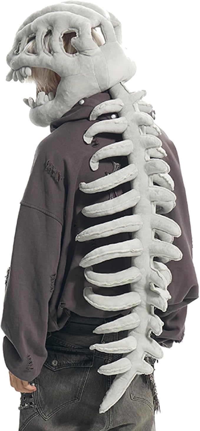 JingDan Wearable Dinosaur Skeleton Spinosaurus Plush Dino Outfit,3D Dinosaur Skeleton Capes Plush Skulls,Halloween Costume...