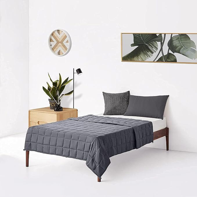 ZonLi Weighted Blanket for Adults (60"x80", 17lbs, Dark Grey) Queen Size High Breathability Cooling Heavy Blanket, Soft Material with Premium Glass Beads, All-Season, Easy Care