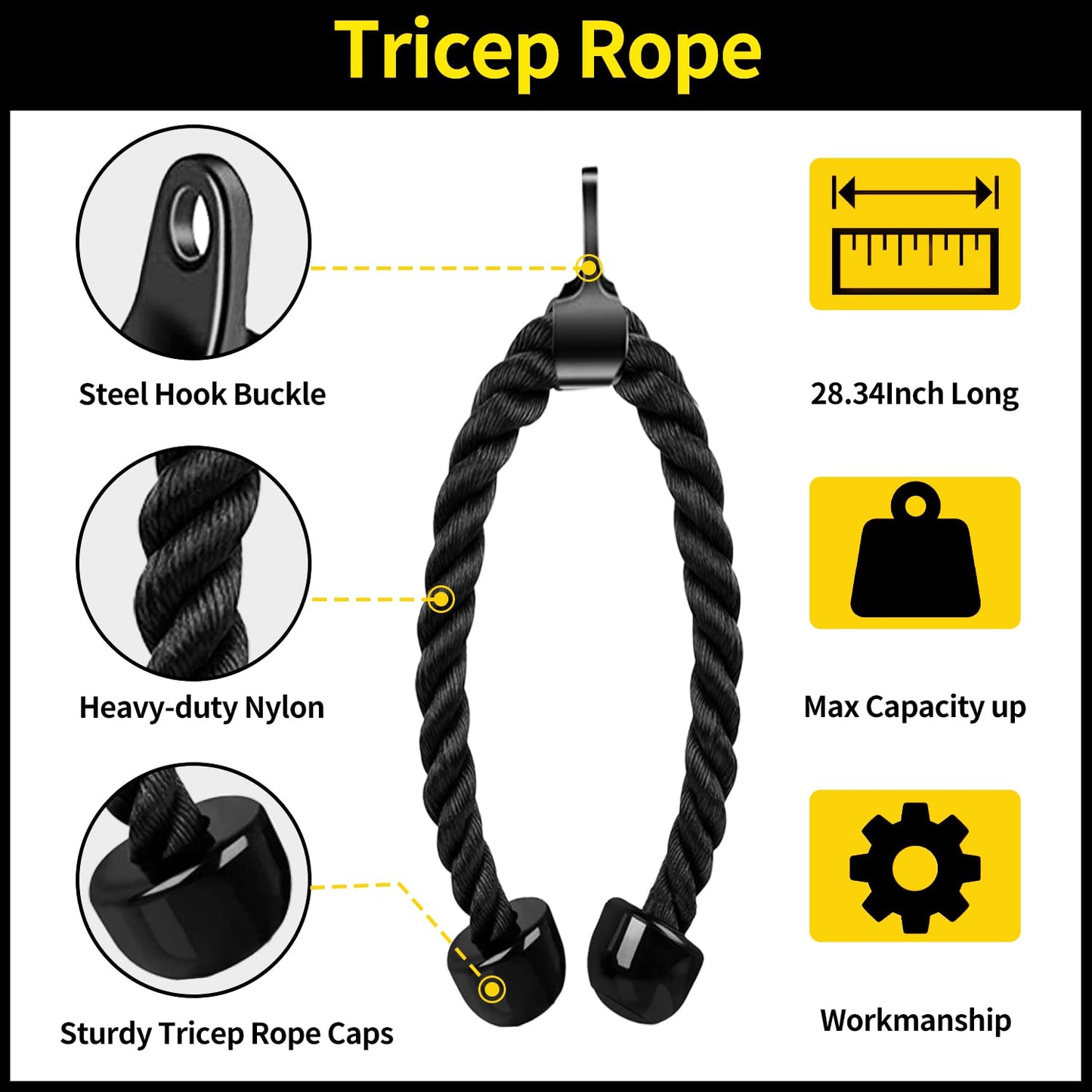 WNOEY 21 PCS Cable Attachments for Gym Set with Wide Grip LAT Pull Down Bar, LAT Pulldown Attachments, Cable Machine Attachment, Tricep Pull Down Attachment, Home Gym Accessories, Black