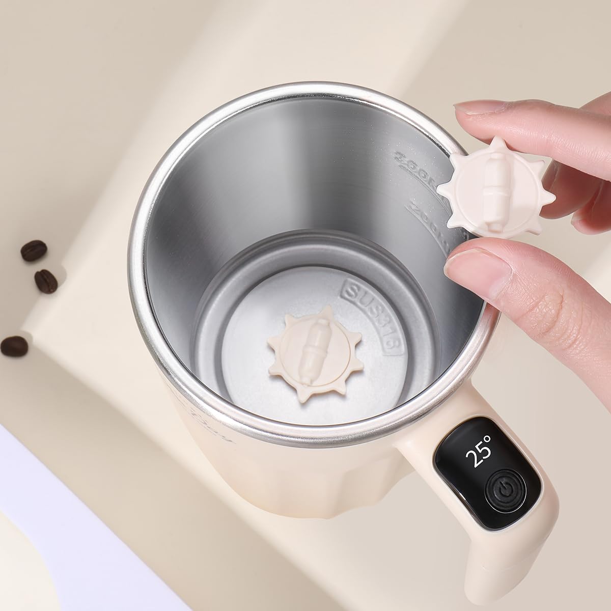 TLINNA Drink Stirrer,Self Stirring Mug,Self Stirring Coffee Mug,Suitable for Coffee, Milk, Cocoa and Other Beverages (Cream)