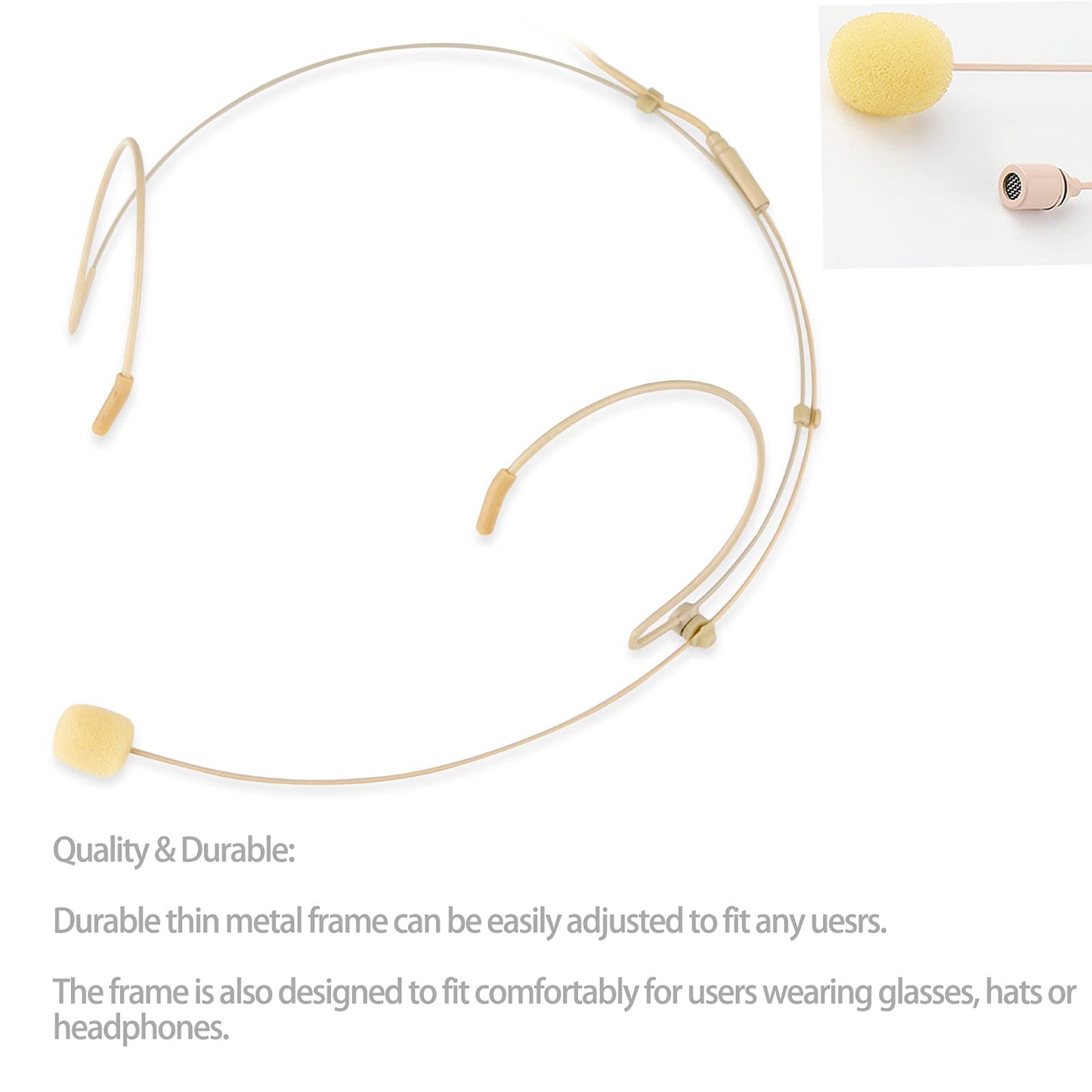 Sujeetec Microphone Headset Headworn Earset Over Ear Hanging Mic Compatible With Audio Technica Wireless System & Bodypack Trans