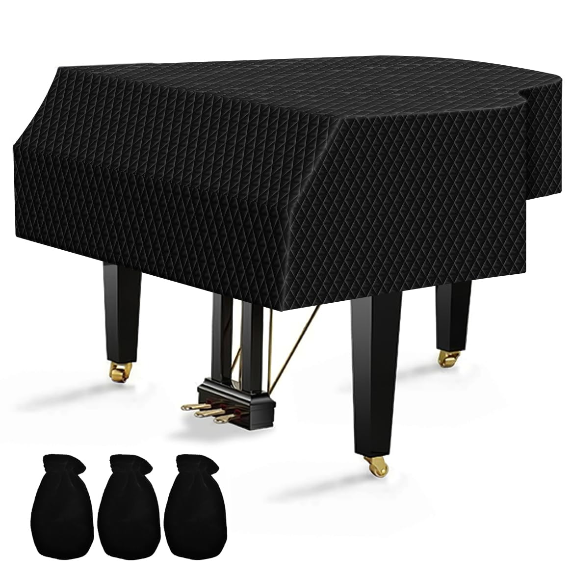 TINDTOP Thickened Grand Piano Cover, Thicken Cotton Lining Baby Piano Cover, Waterproof Washable Soft Bordered Decorated Full Tr