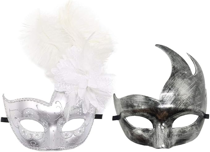 Awlsyj Women's Feather Masquerade Mask Venetian Halloween Mardi Gras Costumes Party Ball Prom Mask