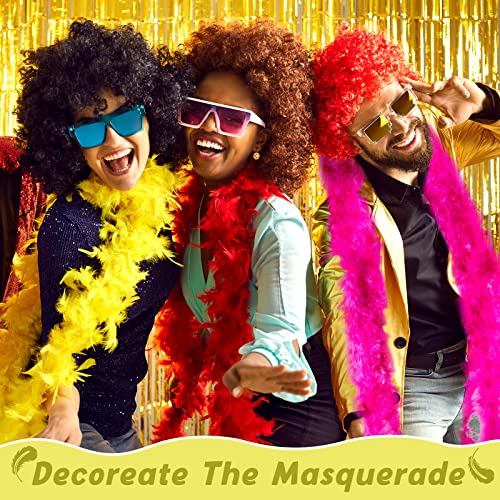 Juexica 24 Pcs Feather Boas Colorful Boas for Party Bulk Thin Plush Turkey Feather Scarf for Women Men Halloween Costume P...