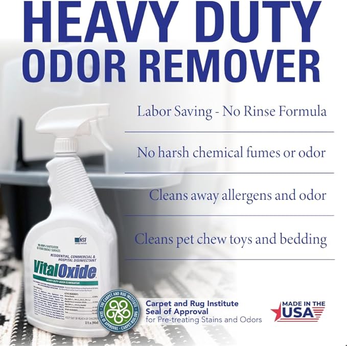 Vital Oxide| Eliminate Pet Urine Odor & Stains| Destroys Most Pet viruses in minutes |Carpet Stain Remover for Cats & Dog Pee, Carpet Cleaner Spray