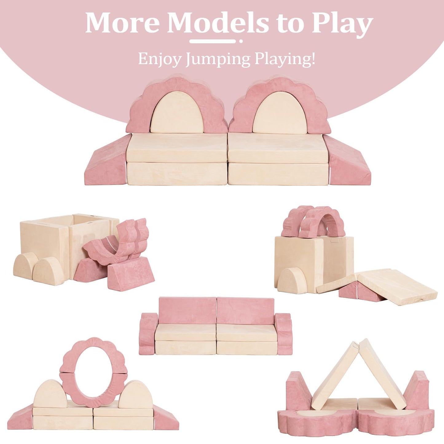 LOAOL Kids Couch 10PCS, Modular Kids Play Couch, Multifunctional Foam Toddler Sofa, Imaginative Convertible Play Sofa for Playroom