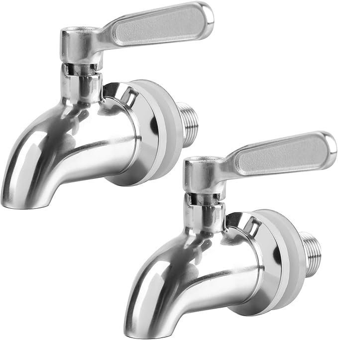 Bekith 2 Pack Beverage Dispenser Replacement Spigot, Stainless Steel Polished Finished Water Drink Dispenser Replacement F...