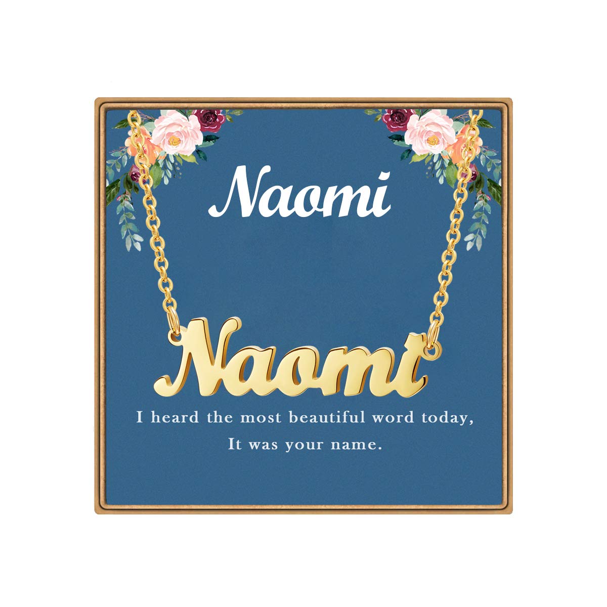 Ldurian Custom Name Necklace, Naomi Name Plate Pendant Necklace Pre Gifts, Charm Necklaces Jewelry for Birthday Anniversary