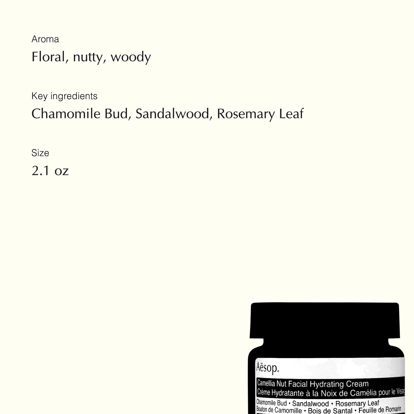 Aesop Camellia Nut Facial Hydrating Cream | Daily Moisturizer For Dry And Sensitive Skin | Provides Immediate Relief From Drynes