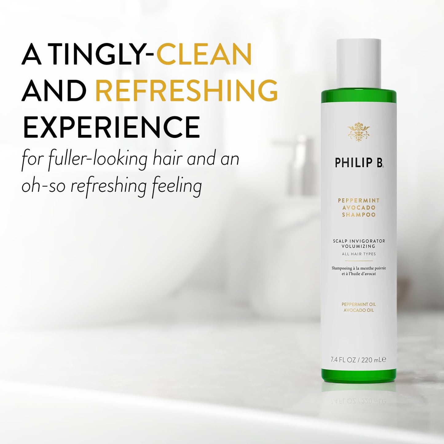 PHILIP B. Peppermint Avocado Scalp Invigorating Kit - Includes Shampoo (7.4 oz), Conditioner (6 oz) and Scalp Massager