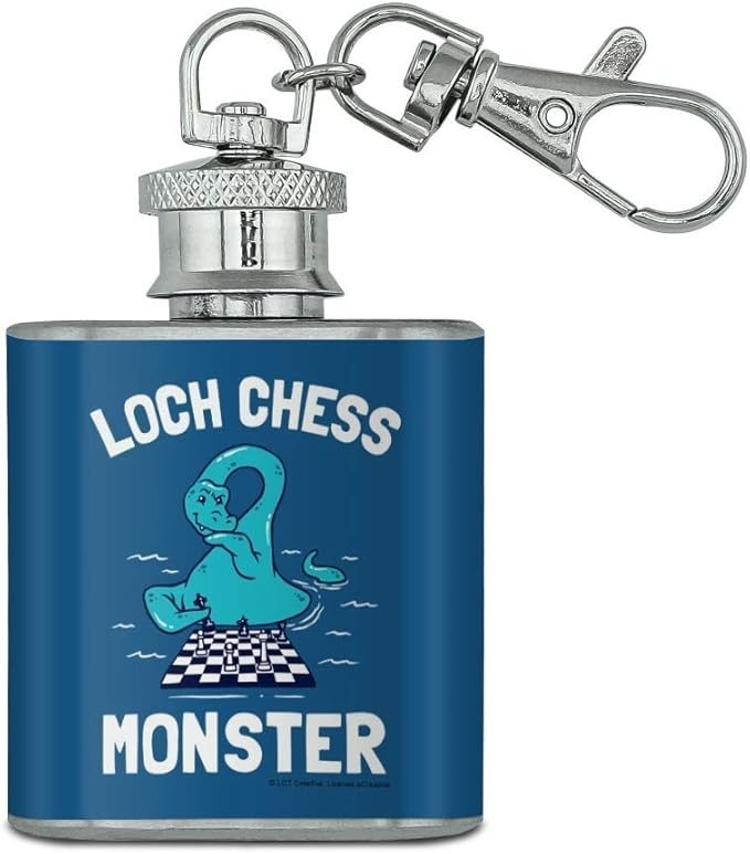 Loch Chess Monster Lochness Funny Humor Stainless Steel 1oz Mini Flask Key Chain