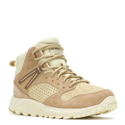 Merrell Women's Wildwood Mid Leather Waterproof Hiking Shoe, Tan/Reed, 7.5