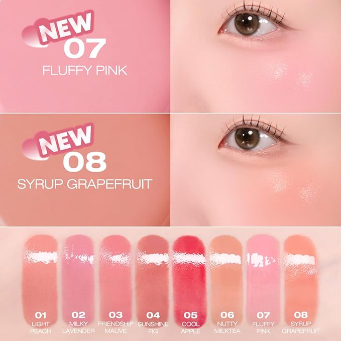 PERIPERA SYRUPY TOK CHEEK 5 Colors, Liquid Blush, Dewy Finish and Hydrates All day, Soft Velvet Texture Face Cheek Tint (04 SUNSHINE FIG, One Size)