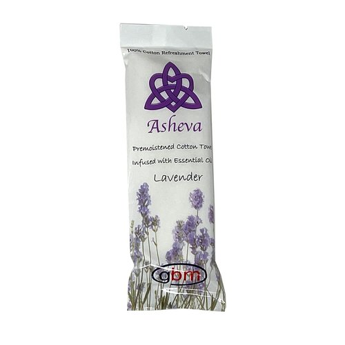 Asheva 8" x 9" Individually Wrapped Oshibori Disposable Towels - Luxurious Moist Cotton Hot/Cold Refreshment Towel - Lavender, Lemon, or Tea Tree Scents - Perfect for Spa, Travel, Dining & Events