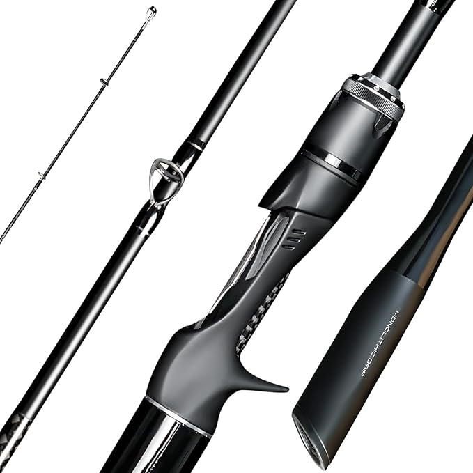 SEASIR Overcast Saltwater/Freshwater Fishing Rod, BFS Spinning Rod 6'6/7'6/8'/8'6, 2 Piece Bait Casting Rod, Black Baitcas...