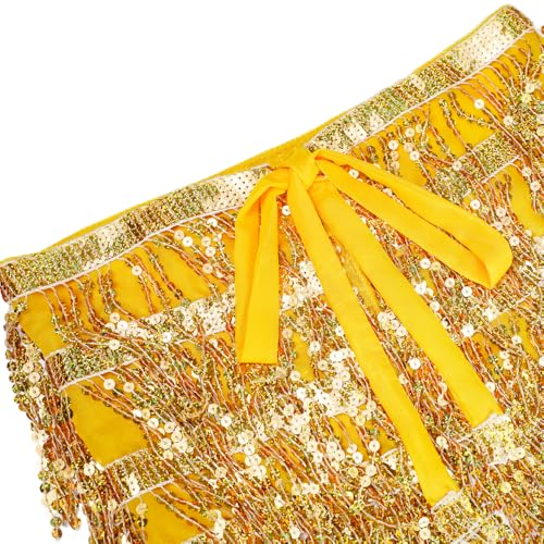 Women's Sequin Tassel Skirts Rave Fringe Hip Scarf for Festival