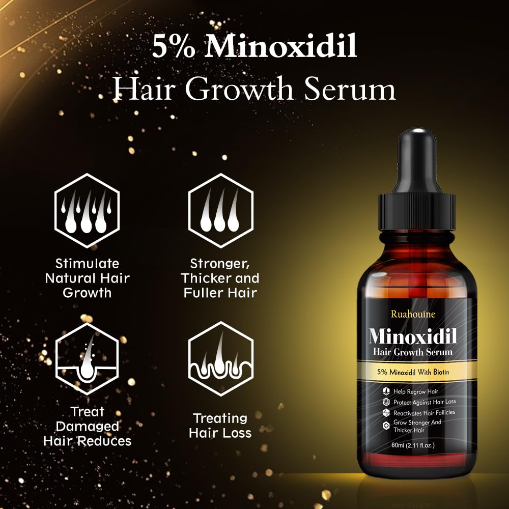 5% Minoxidil Hair Regrowth Oil for Men and Women - Extra Strength Topical Serum for Hair Loss, Promotes Thicker, Healthier Hair