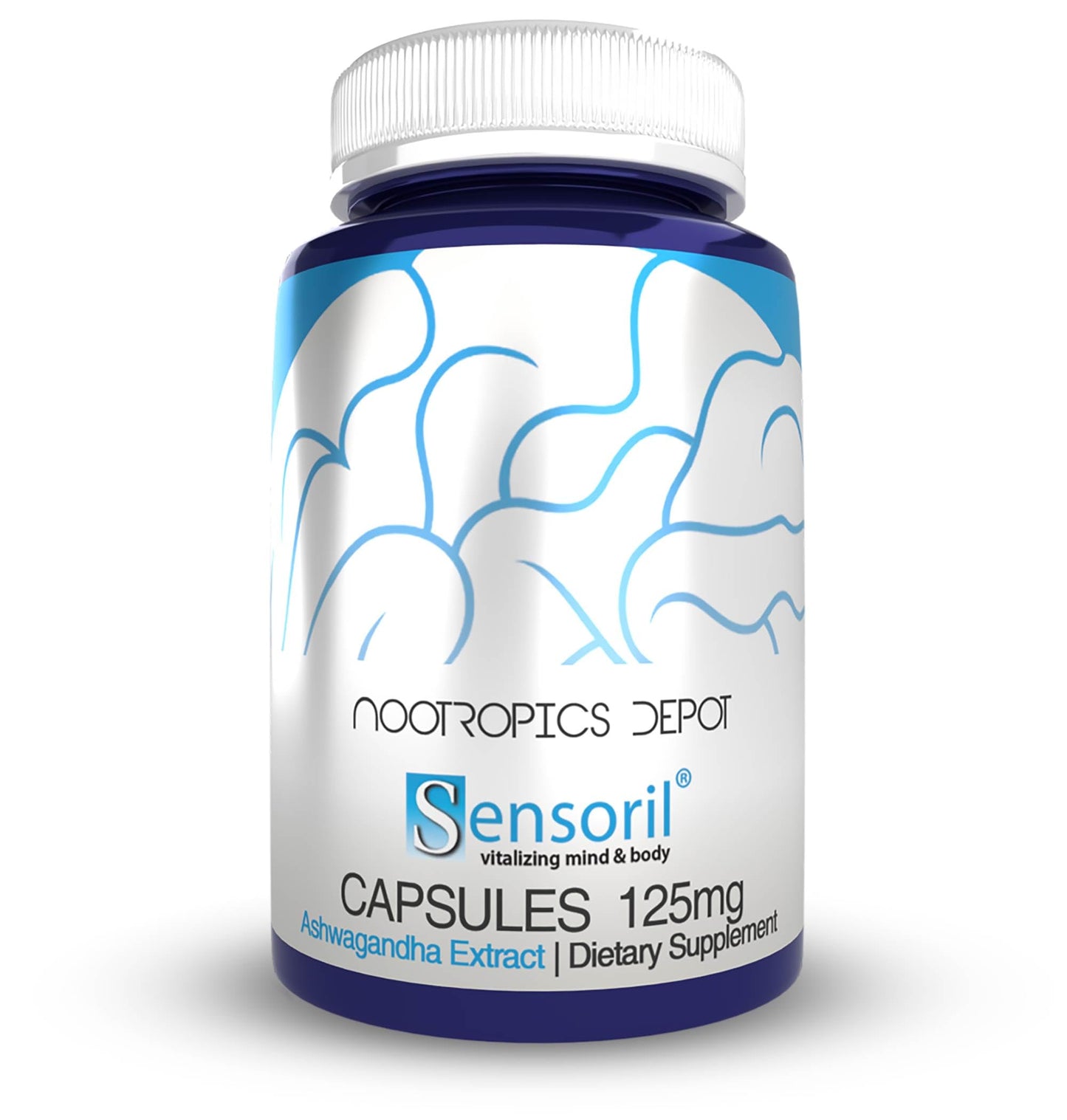 Nootropics Depot Sensoril Ashwagandha Capsules | 125mg | 180 Ct. | Ayurveda Supplement | Standardized Withania somnifera Extract | to Support Healthy Energy, Mental Cognition + Cardiovascular Health