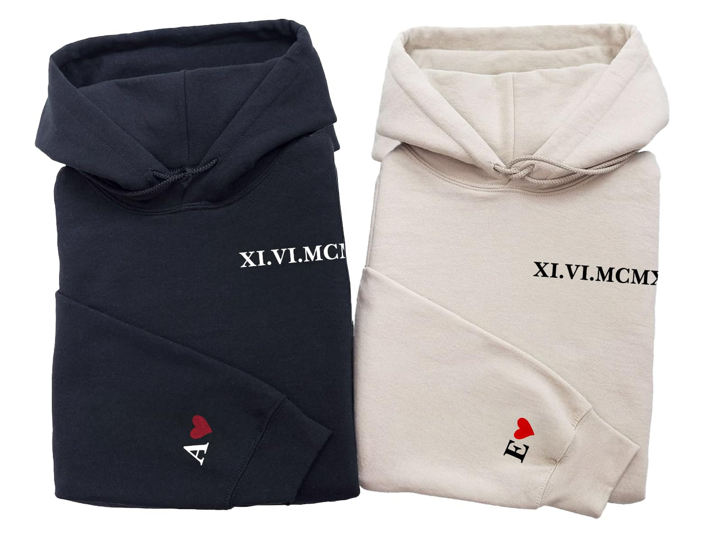 Personalized Roman Numeral Sweatshirt, Custom Matching Hoodies for Couples, Couple's Sweatshirt, Matching Shirts, Anniversary, Engagement, Valentine's Day Gifts for Men and Women