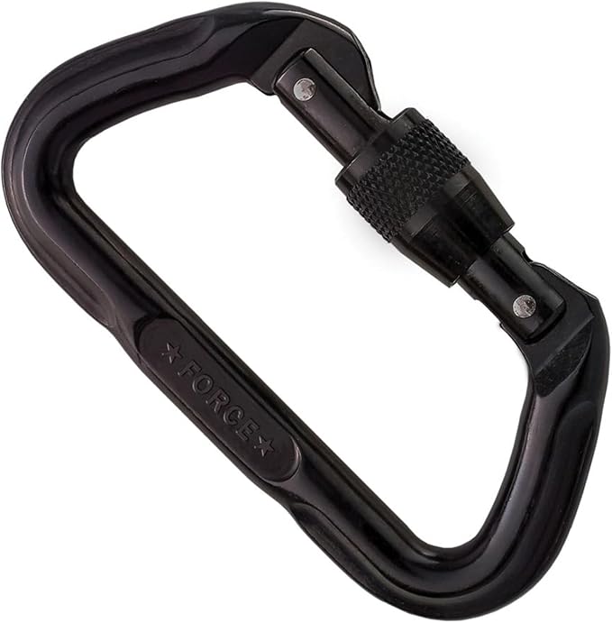 SMC Safety and Rescue Locking Carabiner: Force Series D, Screw-Lock, Black