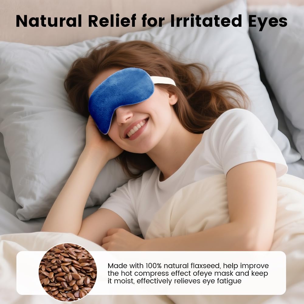 Microwave Heated Eye Mask, Steam Warm Compress for Dry Eyes, Work with Relieve, Blepharitis & Stye Treatment (Blue)