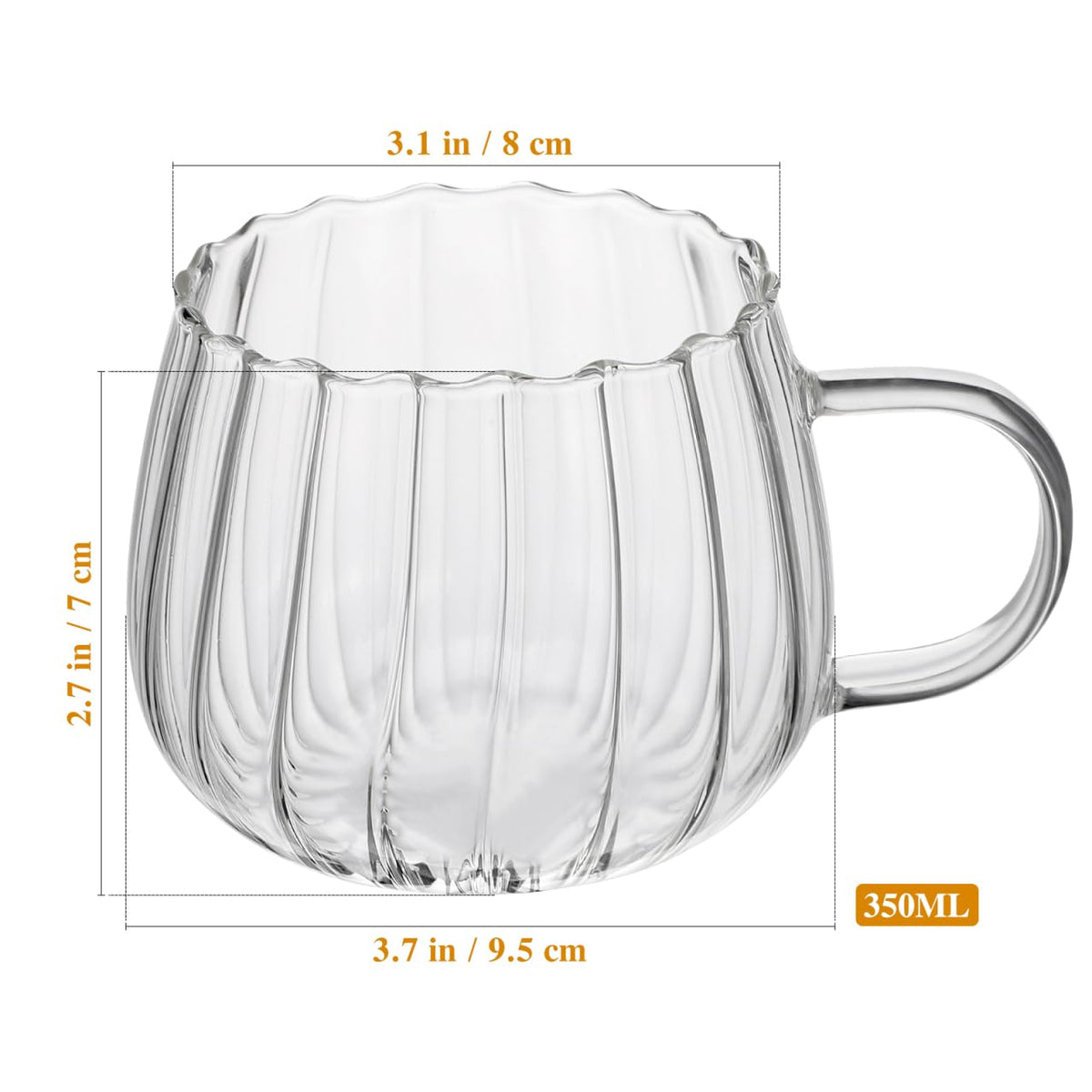 UPKOCH 4 Pcs Glass Pumpkin Cups-The Office Decor Drink Garnish Juice Glass-Beverage Glass Cup,Tea/Water/Soda Glass Cup,Creative Coffee Mug for Milk,Household Soup Cup