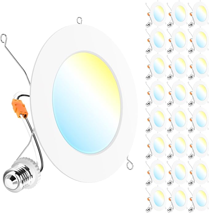 Sunco 24 Pack Retrofit LED Recessed Lighting 6 Inch, Can Lights for Ceiling, 1200 LM, 15W, Selectable CCT 2700K/3000K/4000...