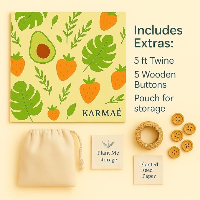 Reusable Beeswax Food Wraps – 3 Pack & Roll (16.9"-39") | Sustainable Eco-Friendly Wraps for Food Storage | Natural Beeswax Wraps with Seed Paper, Twine & Gift Packaging.