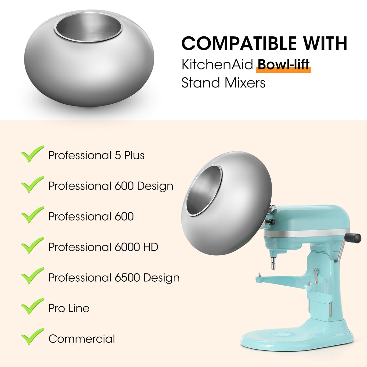 Aieve Snack Coater Compatible with KitchenAid Bowl-Lift Stand Mixer, Chocolate Coating Attachment for Freeze-Dried Strawberries,Almonds, Pistachios & Nuts, Home & Commercial Use, Gift for Father's Day