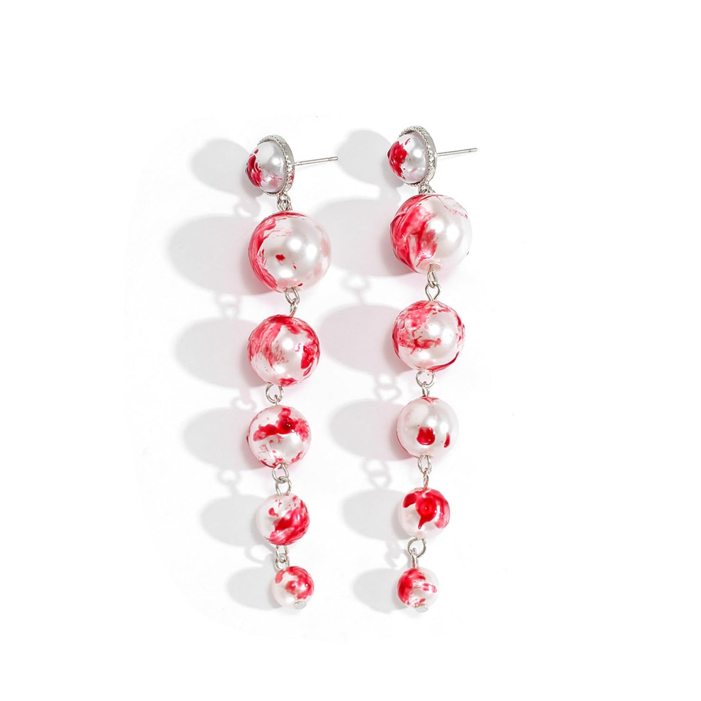 Halloween Necklace Dripping Blood Fake Pearls Halloween Party Choker Necklace Vampire Party Costume (Earrings A)