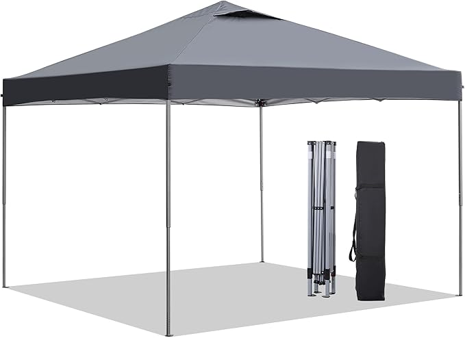 GDY 10x10 Pop Up Canopy Tent, Easy Set up Outdoor Silver Coated Beach Gazebos, Carpas for Pool, Events, Parties, and Campi...