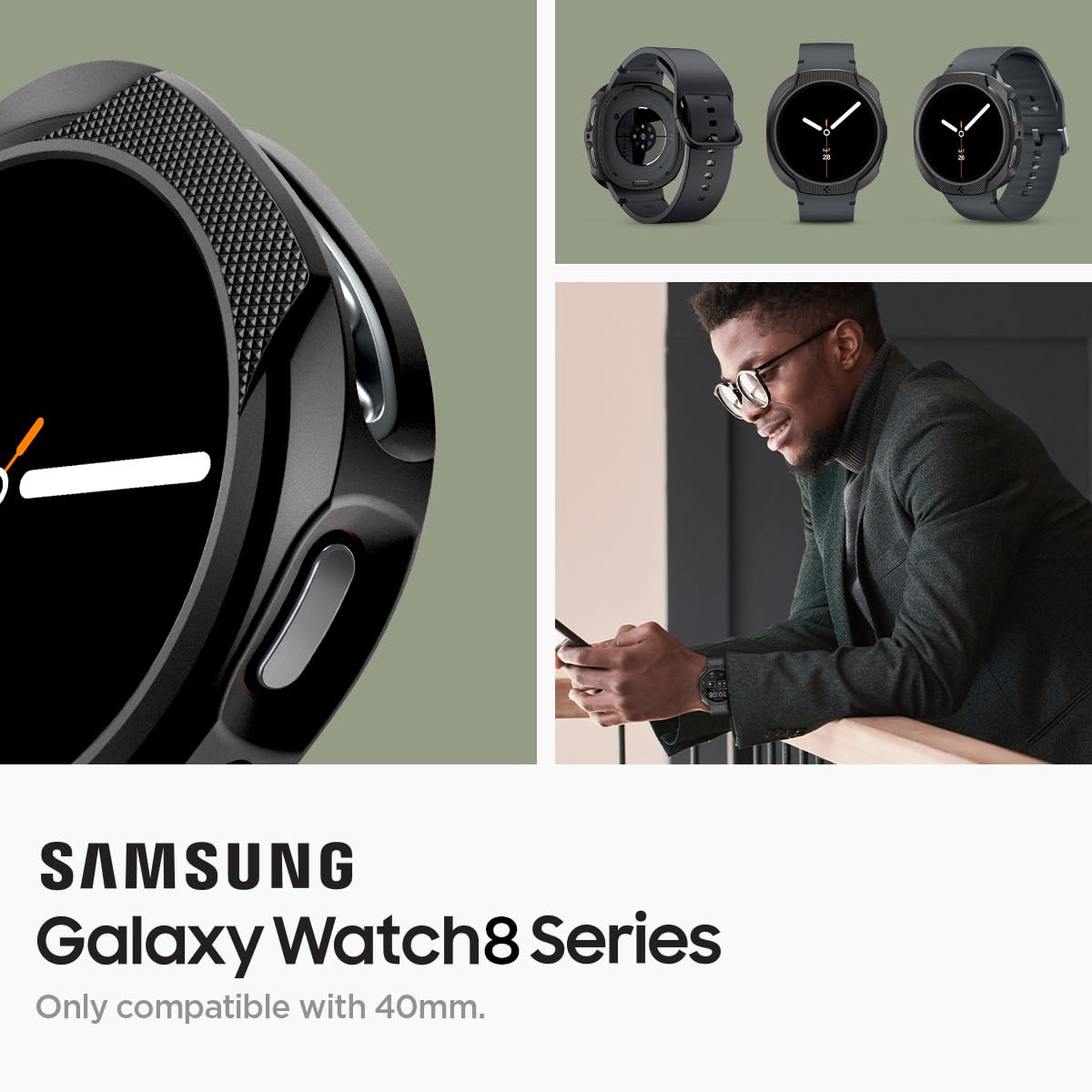 Spigen Liquid Air Designed For Samsung Galaxy Watch 8 40Mm Case Flexible Lightweight Tpu Cover (2025) - Matte Black
