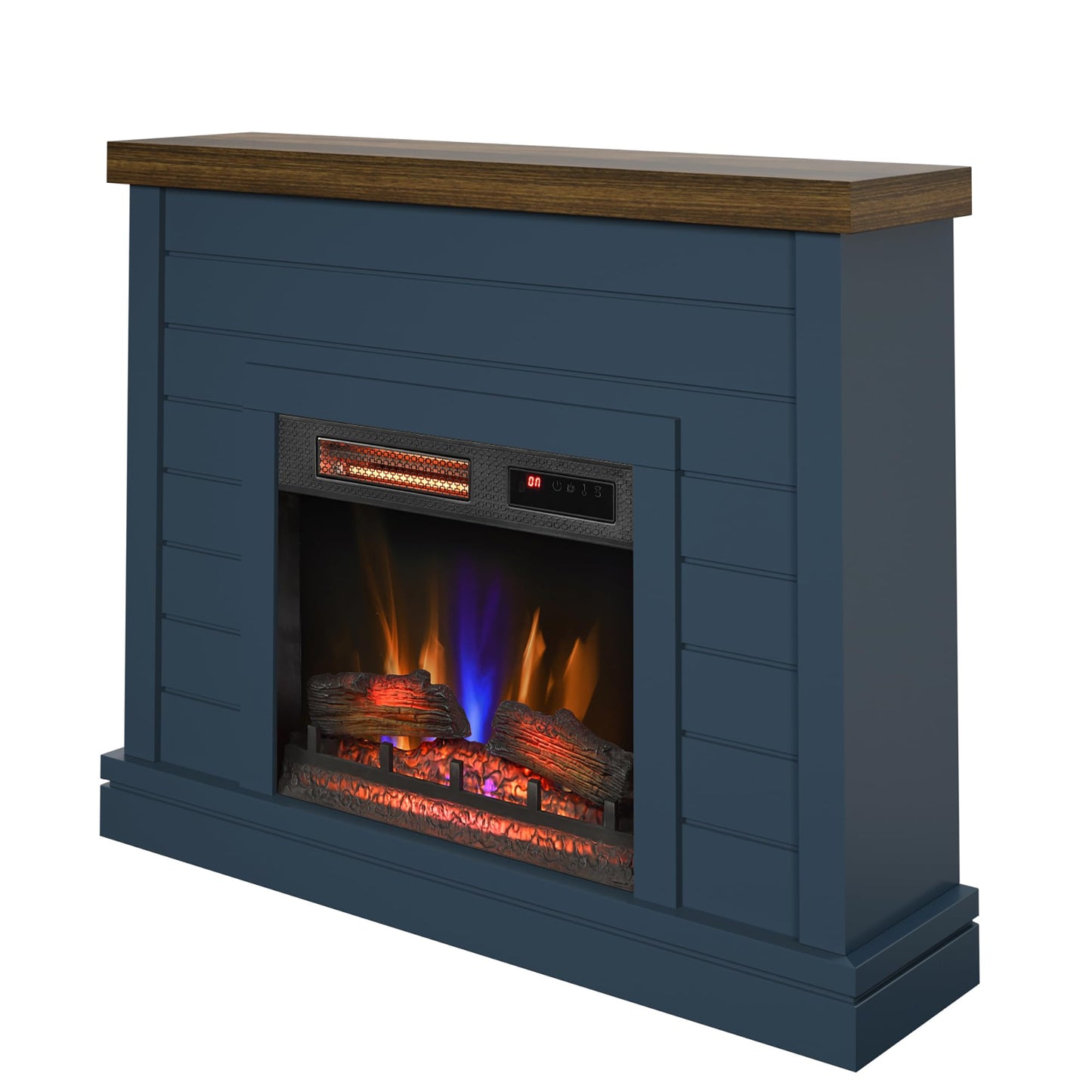 duraflame® Shiplap Wall Mantel Electric Fireplace, Fontana Blue