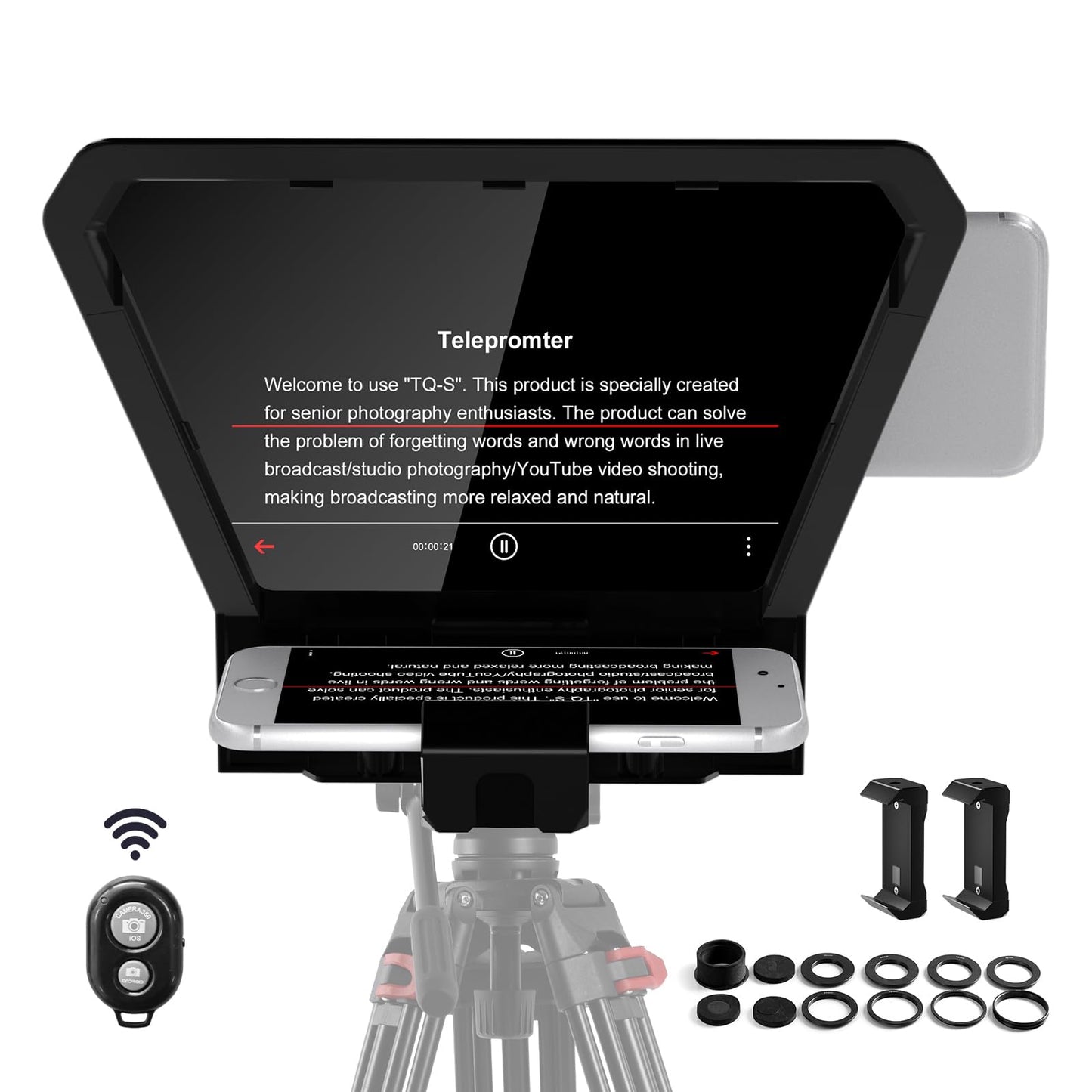 Gvm Teleprompter Portable For Ipad, Tablet, Smartphone & Dslr Cameras, Teleprompter Kit With Remote Control & Flexible Holder, T