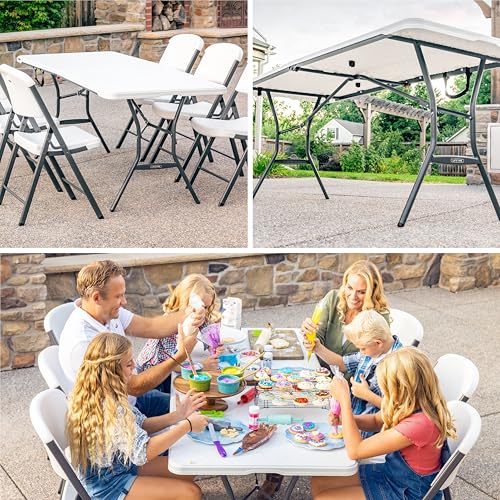 Lifetime 6-Foot Fold in Half Table, Light Commercial, White Granite