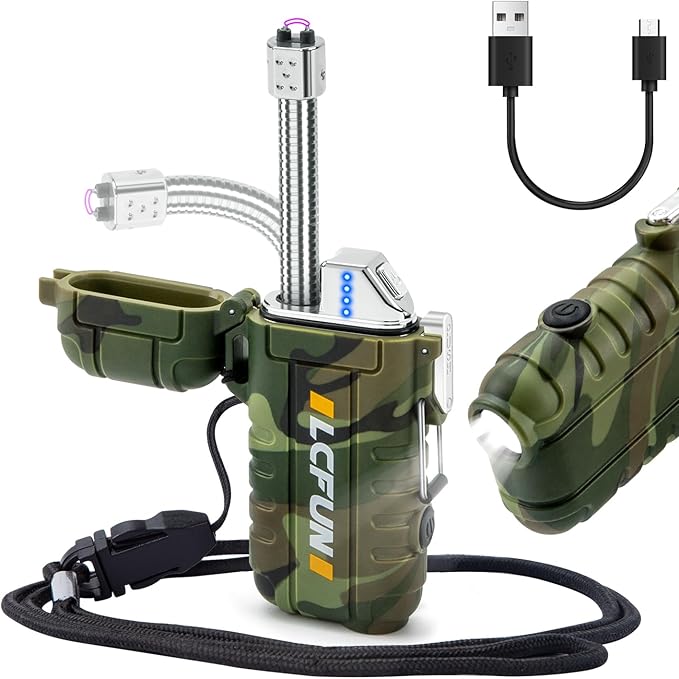 LcFun Electric Lighter USB Rechargeable Arc Lighters Windproof Plasma Lighters with LED Battery Display, Waterproof Electr...
